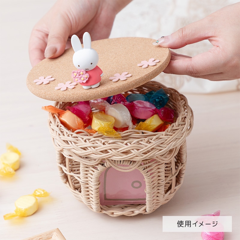 ミッフィー　ピンク　籐ラタン　大型 蓋付 バスケット3段　昭和レトロ　レア　希少 ミッフィー ピンク 籐ラタン 大型 蓋付 バスケット3段 昭和