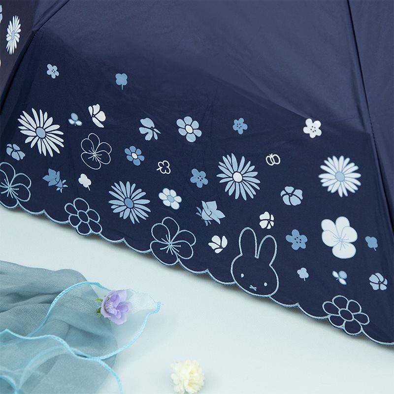 Flower Miffy 刺しゅう晴雨兼用傘 ネイビー アートフラワーセット