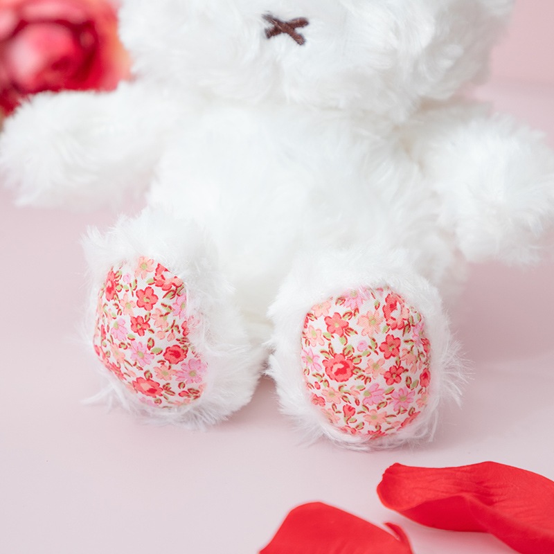 花飾り付きホワイトぬいぐるみ Flower Miffy 着せかえほわほわローズぬいぐるみ フェイクグリーン