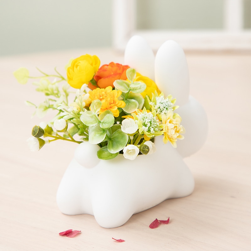 ◆Flower Miffy うさぎカバー アートフラワーアレンジ イエロー