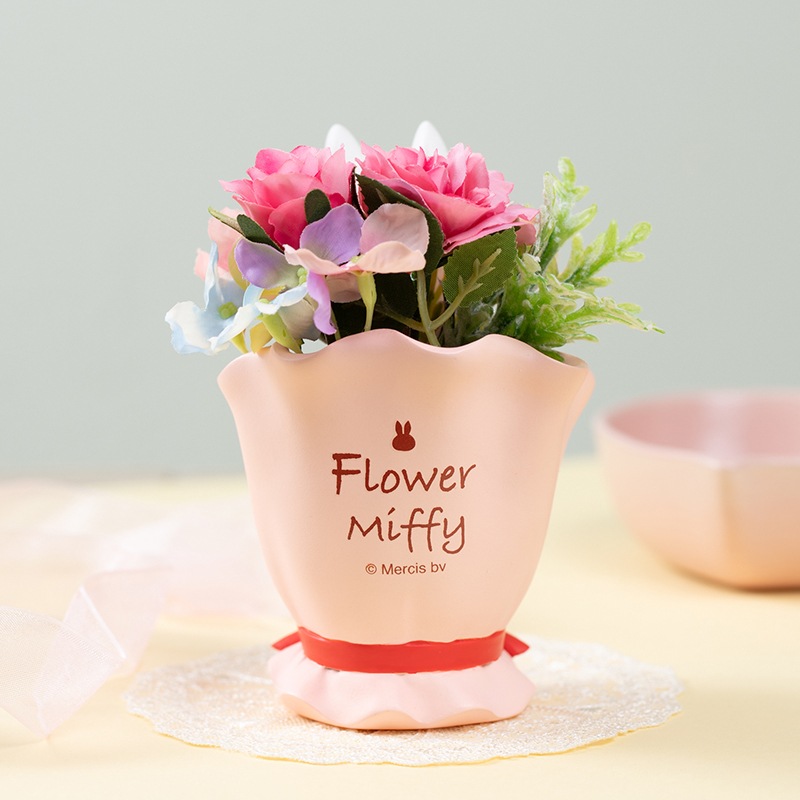 □Flower Miffy ブーケミニポット アートフラワーアレンジ ピンク