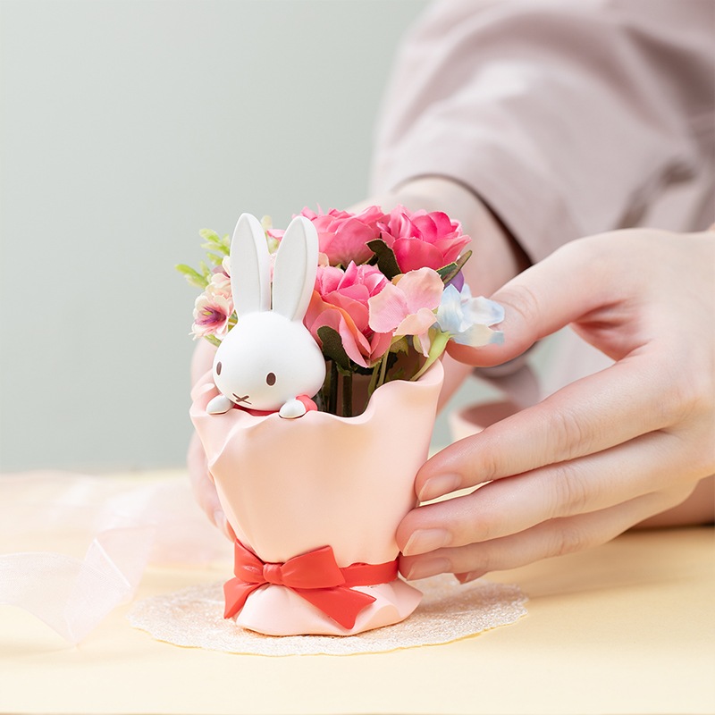 □Flower Miffy ブーケミニポット アートフラワーアレンジ ピンク