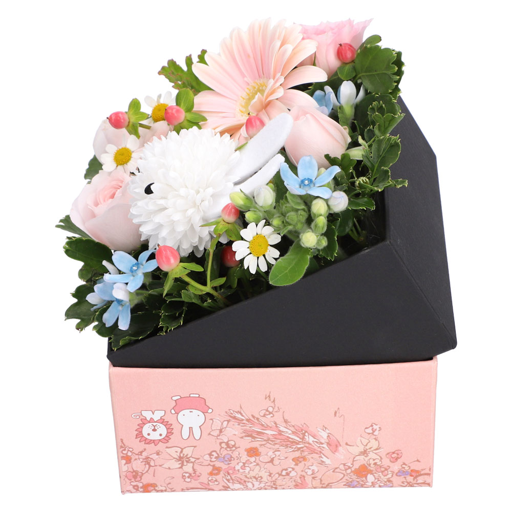 直送商品A】ミッフィーボックスアレンジ ピンク | 生花アレンジメント 