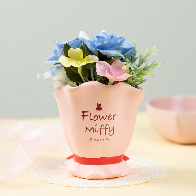 □Flower Miffy ブーケミニポット アートフラワーアレンジ ブルー