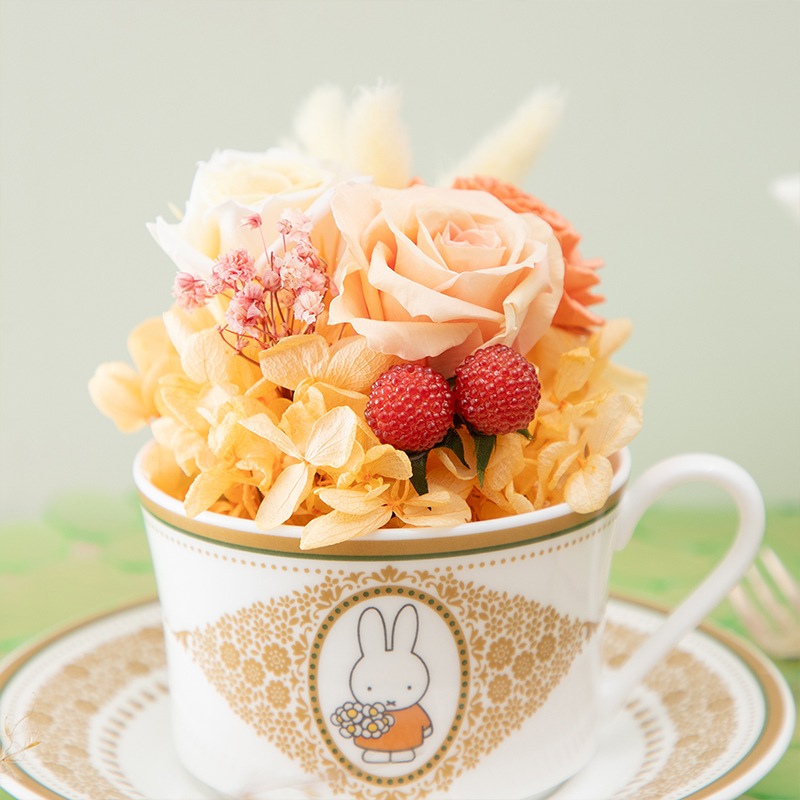 ◇Flower Miffy ノリタケティーカップ アートフラワーアレンジ