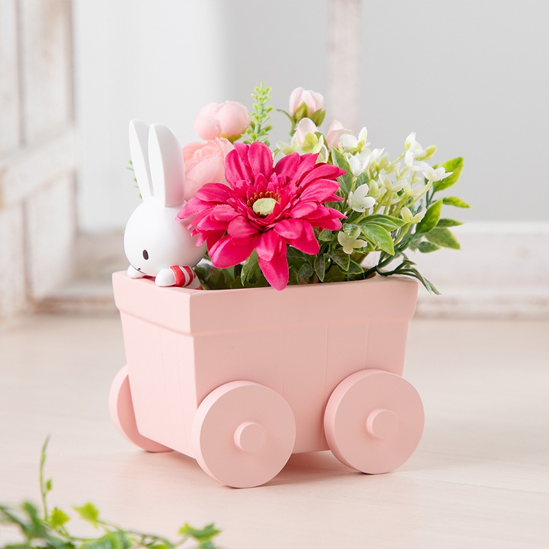 ■Flower Miffy はなぐるまミニポット アートフラワーアレンジ ピンク