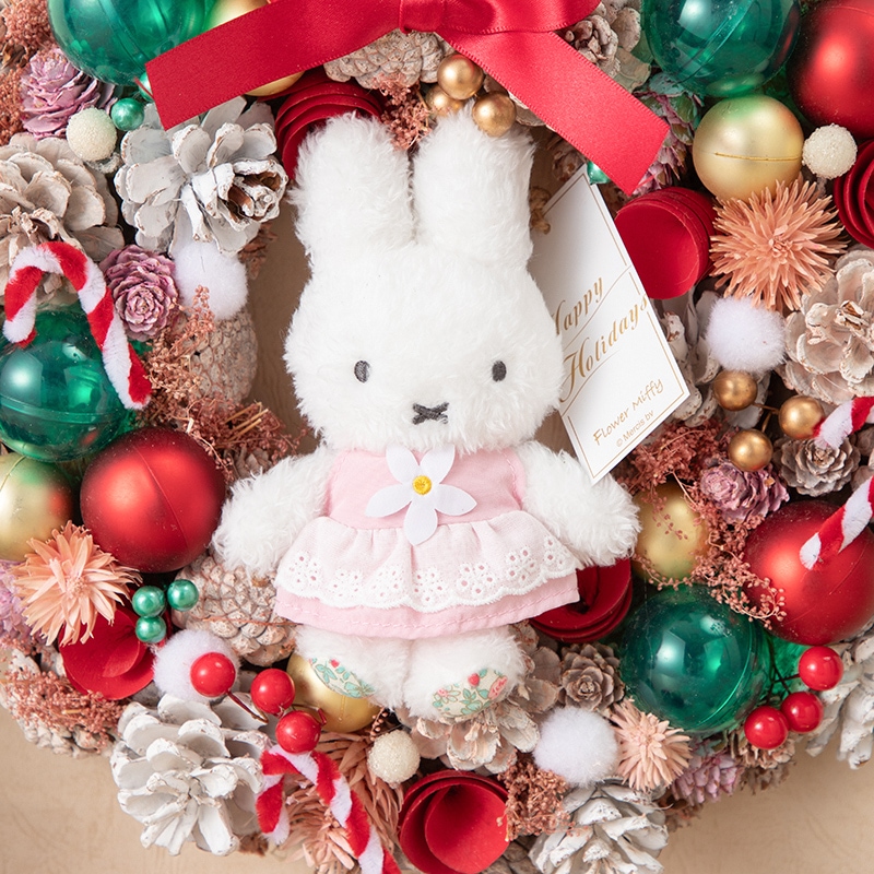 【レア★新品未使用タグ付き】ポムポムプリンカフェ クリスマスリース マスコット 予約商品：クリスマス】Flower Miffy クリスマスリース