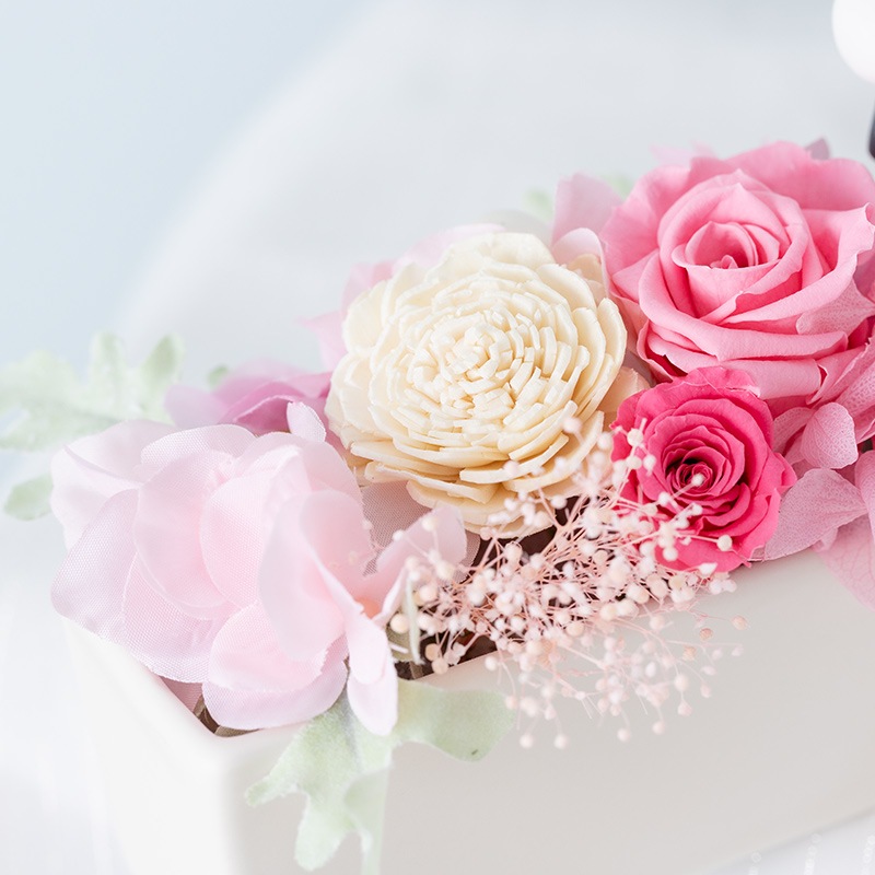 フラワーミッフィー ウェディングプリザーブドアレンジ ピンク