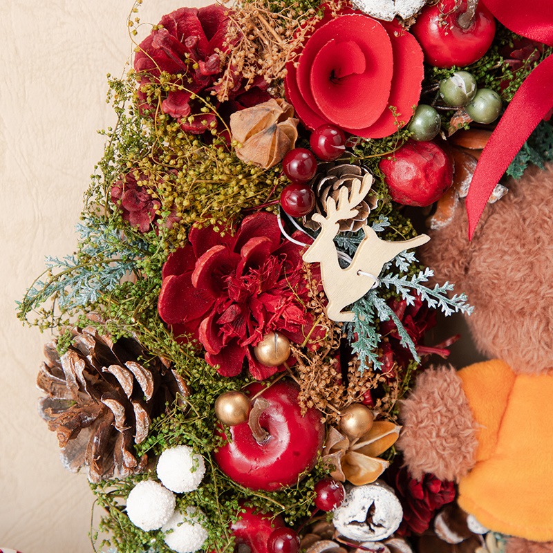 Merry Christmas 2023 ホプシーと白いお花のリース　32cm Merry Christmas 2023 ホプシーと白いお花のリース 32cm Merry