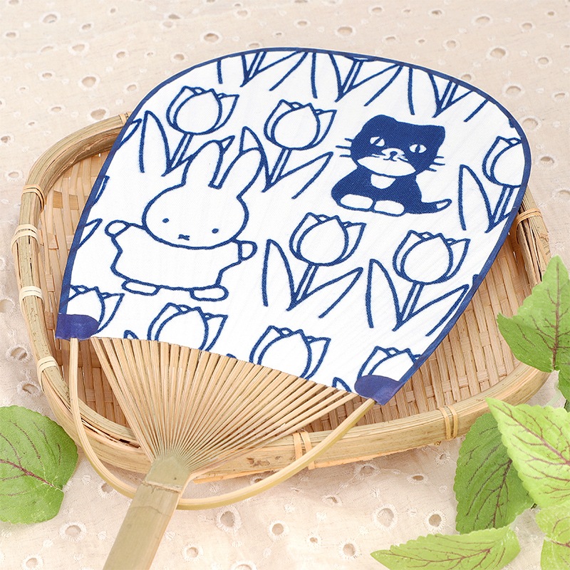 Flowermiffy 本染めてぬぐいうちわ チューリップ畑 グッズ商品 ミッフィーのお花屋さん Flower Miffy