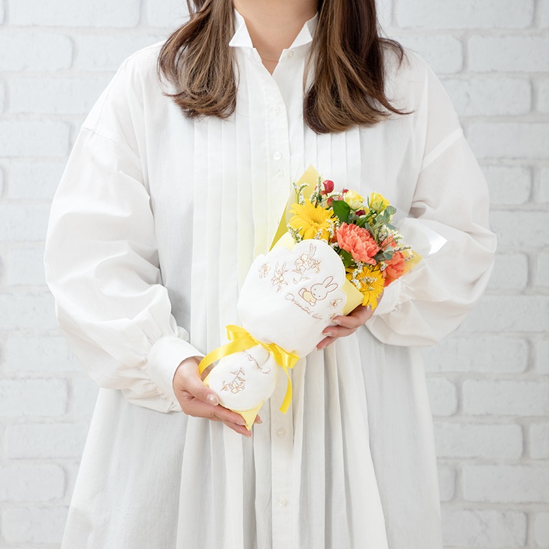 【直送商品A】ミニタオル/チャームが選べる フラワーブーケ イエロー