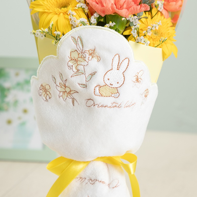 【直送商品A】ミニタオル/チャームが選べる フラワーブーケ イエロー