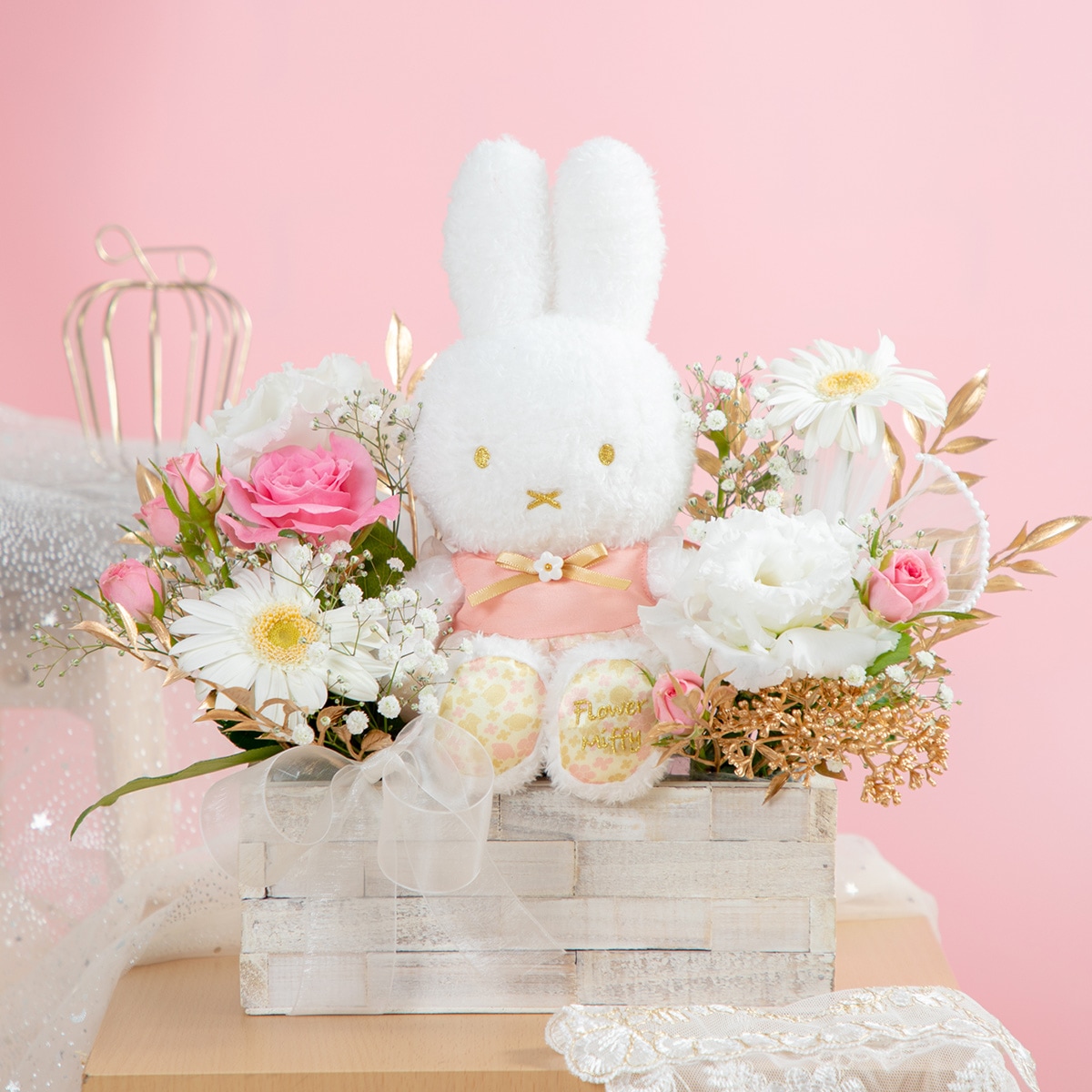 直送商品A】ほわほわぬいぐるみアレンジ 花かさね | 生花