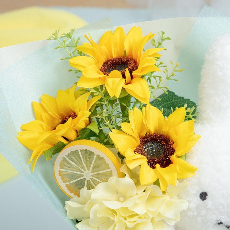 Flower Miffy ほわほわマスコット アートフラワーブーケ イエロー Flower Miffy アクリルフラワースティック「HAPPY BIRTHDAY