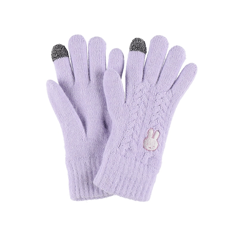 裏ボアふわもこ手袋スマホ対応 パープル