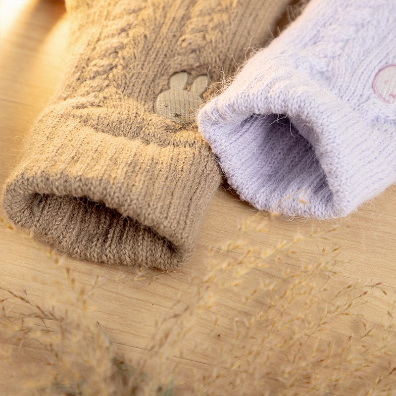 裏ボアふわもこ手袋スマホ対応 パープル