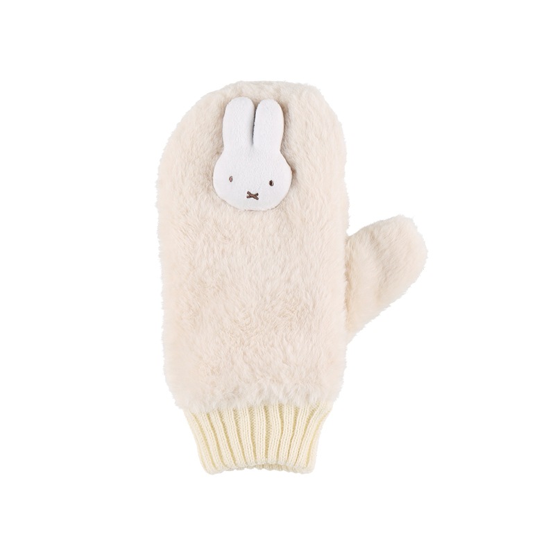 ボールペン付き、花飾りのマスコット、持ち手付き、 マスコット付き指だしミトン ベージュ | グッズ商品,アパレル