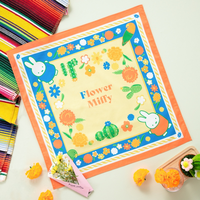 Flower Miffy バンダナハンカチ サボテン サニーイエロー アート