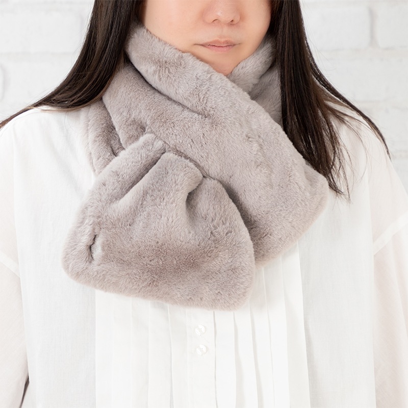 差し込みボアマフラー グレー