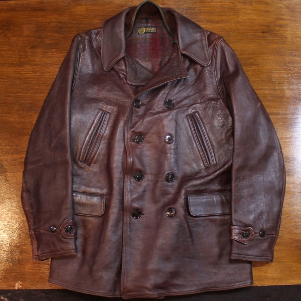 1930s LEATHER CAR COAT , ROUGH WEAR , Size 36