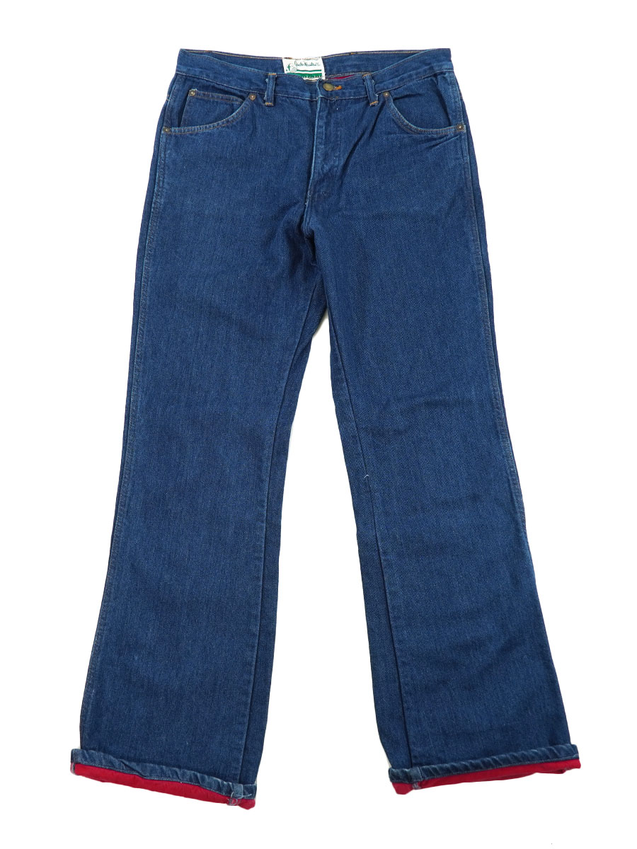 70'S QUNDER MOUNTAIN 5POCKET JEANS RED LINER  (APPROX.W34 L32)