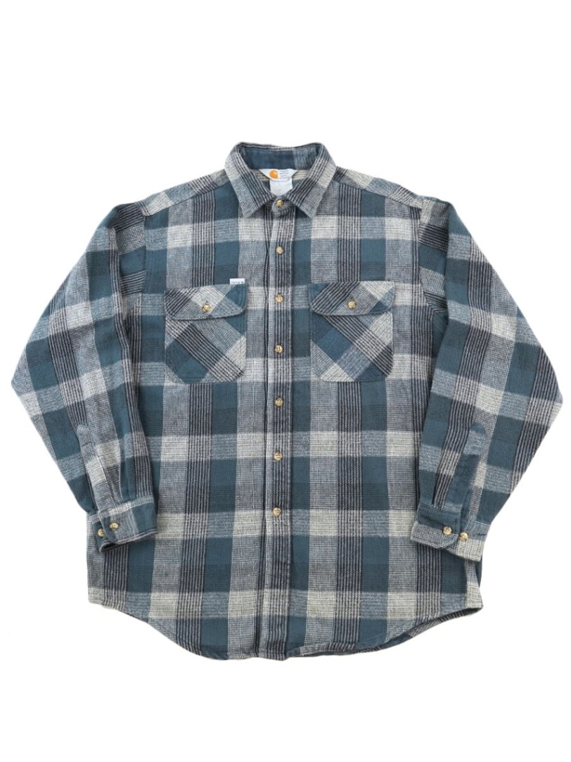 【90's】carhartt ヴィンテージ フランネルシャツ 90's Carhartt 好配色チェック フランネルシャツ 実寸(L位