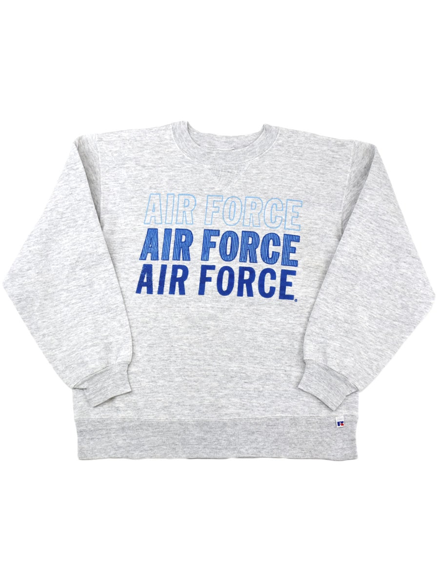 90's RUSSELL ATHLETIC ''AIR FORCE'' 3段プリント 前Vスウェット