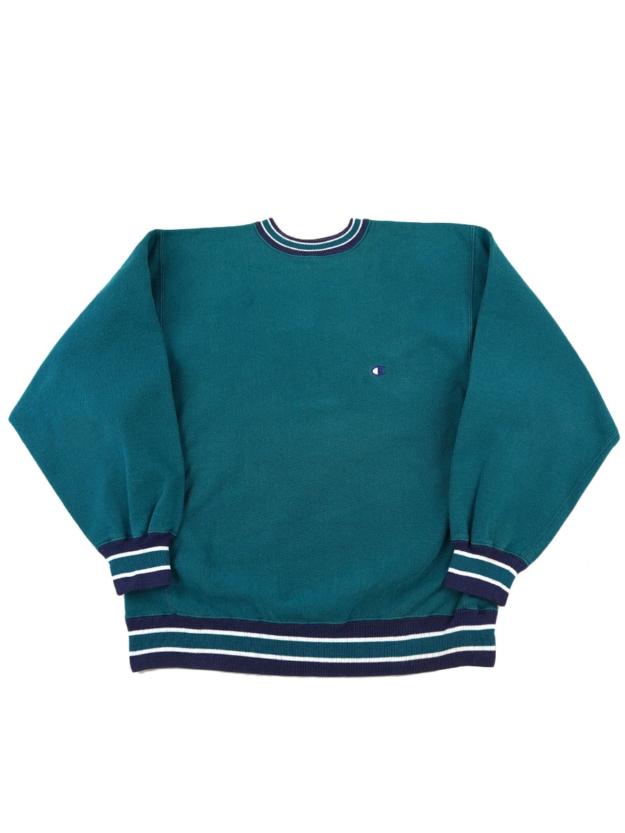 90's 刺繍タグ チャンピオンRW リブライン 無地 表記(XL) USA製