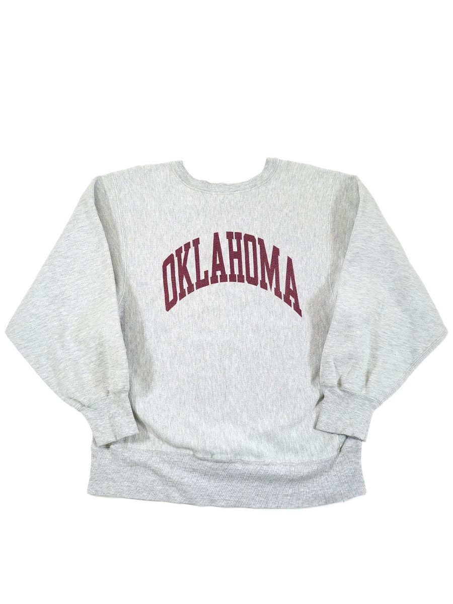 80's プリントタグ チャンピオンRW ''OKLAHOMA'' 染み込み 表記(L)