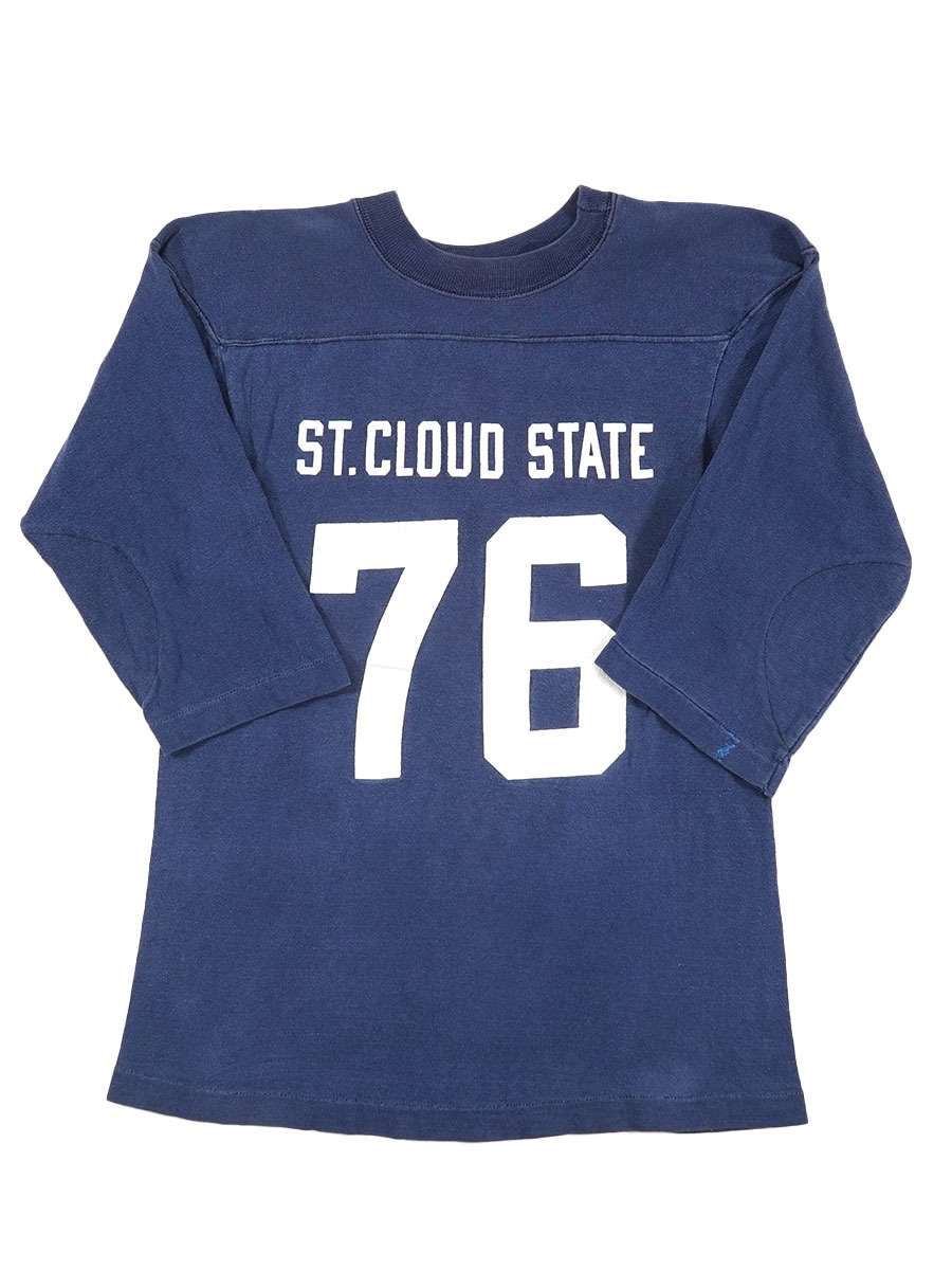 70's～ ''ST.CLOUD STATE 76'' 両面ナンバリング フットボールTシャツ 実寸(M位)