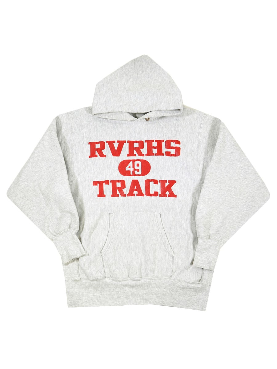 90's 刺繍タグ チャンピオンRWパーカ ''RVRHS TRACK'' 3段プリント 表記(XL) USA製