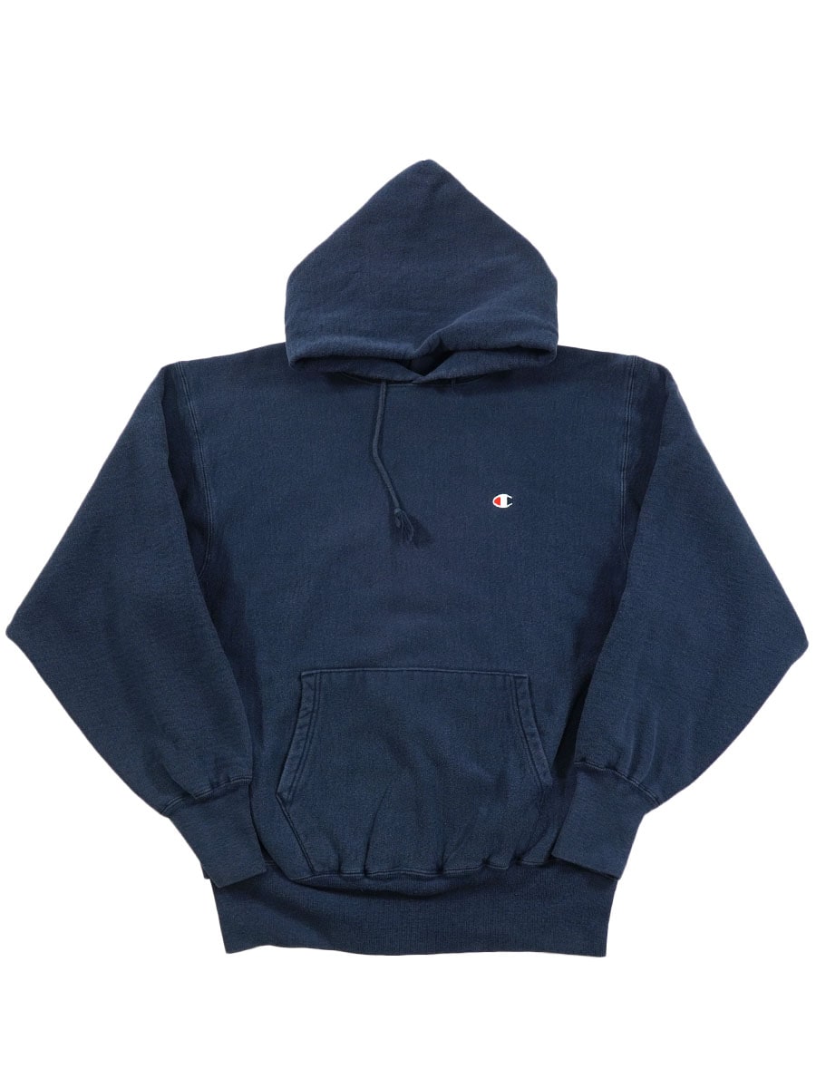 90's 刺繍タグ チャンピオンRWパーカ 無地ネイビー 表記(XL) USA製
