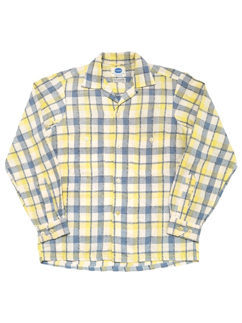 60's PILGRIM ループカラー イエローベース 好配色チェック L/Sシャツ 表記(S)