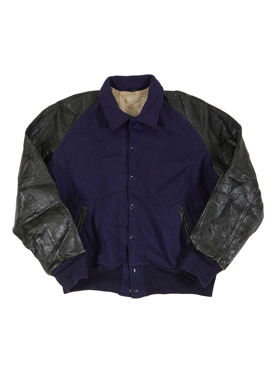60's POWERS バーシティジャケット ネイビーxブラック 表記（46）