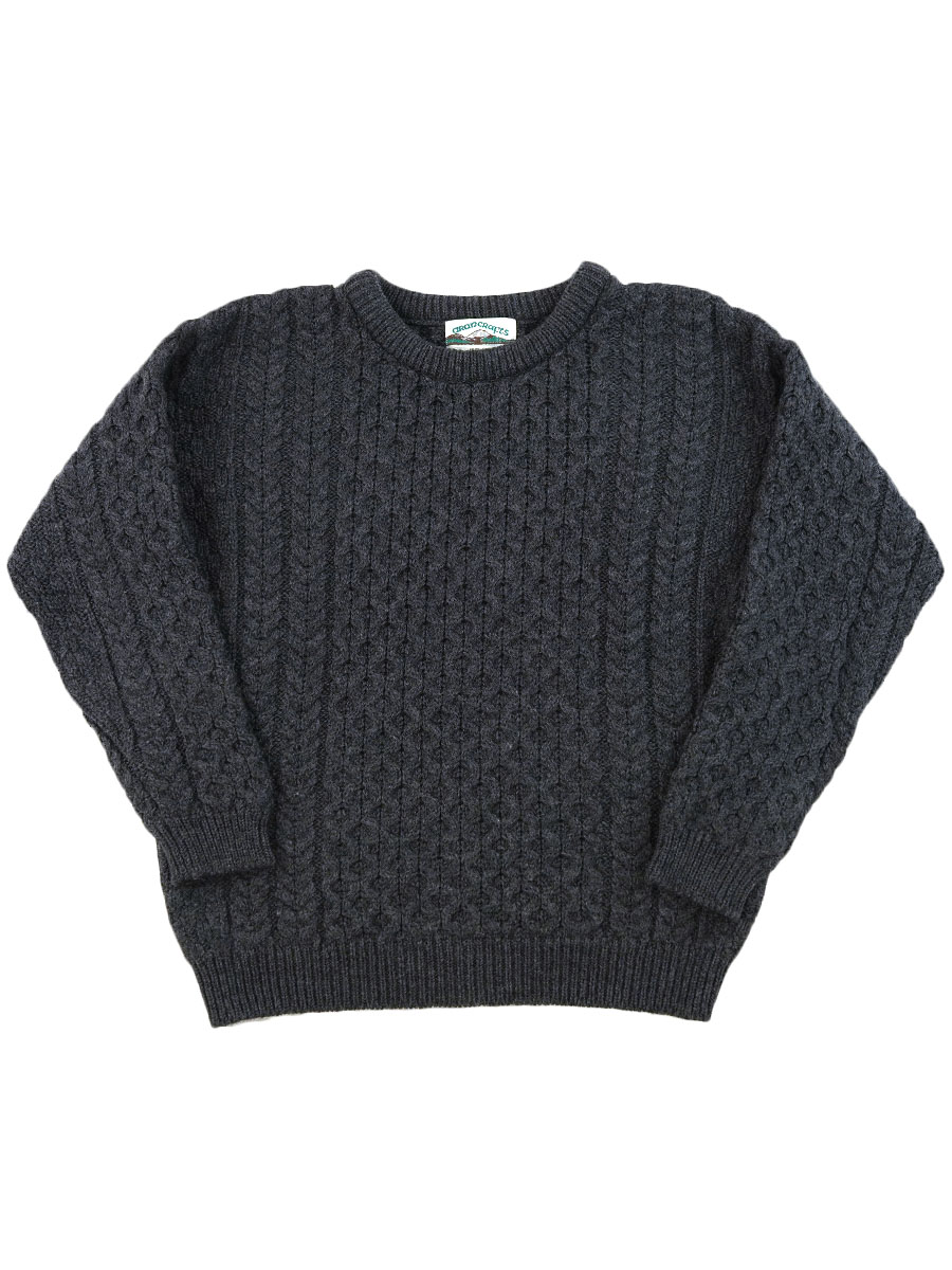 アイルランド製 arancrafts フィッシャーマンセーター チャコールグレー 表記(M)