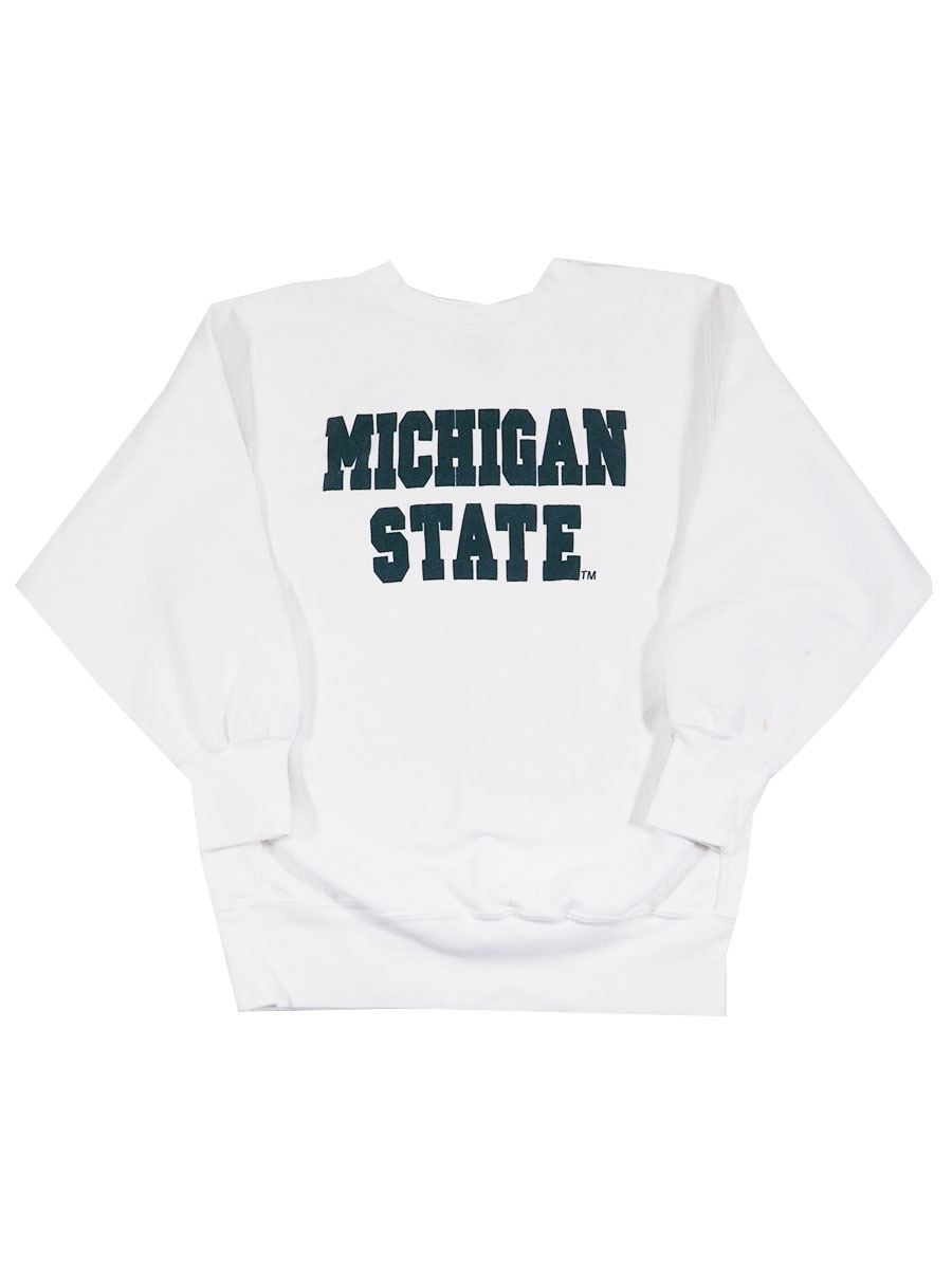 90's 刺繍タグ チャンピオンRW ''MICHIGAN STATE'' ホワイト 表記(XL) USA製