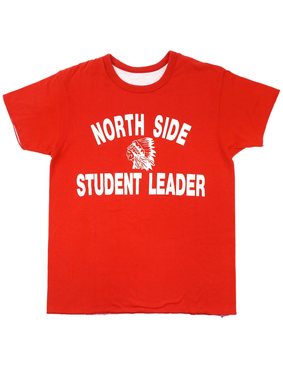 80's トリコタグ チャンピオン ''NORTH SIDE STUDENT LEADER'' リバーシブルTシャツ 紺x白 表記(L)
