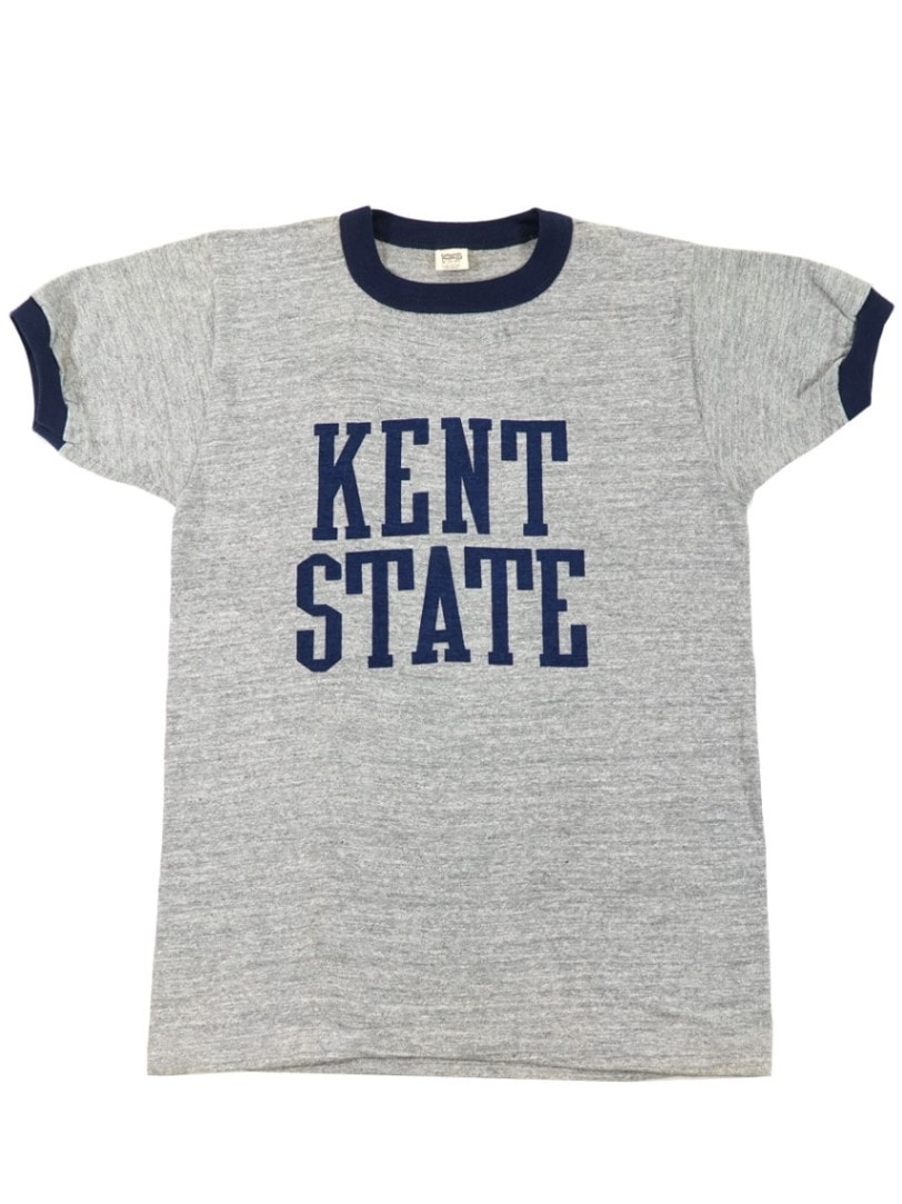 70's～ Collegiate Pacific ''KENT STATE'' 染み込み リンガーTシャツ