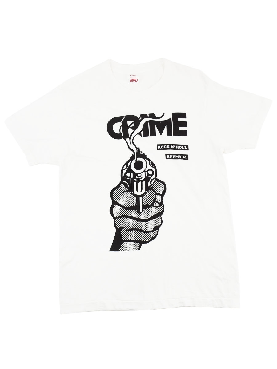80's～ BVD ''CRIME ROCK N' ROLL ENEMY #1'' プリントTシャツ ホワイト 表記(M) USA製