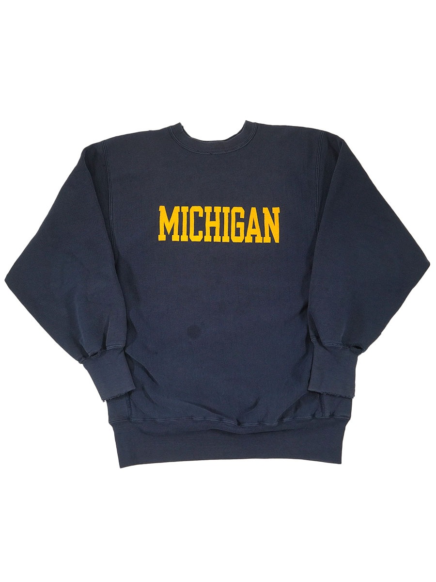 80's プリントタグ チャンピオンRW  ''MICHIGAN'' ネイビー 表記(XL) USA製