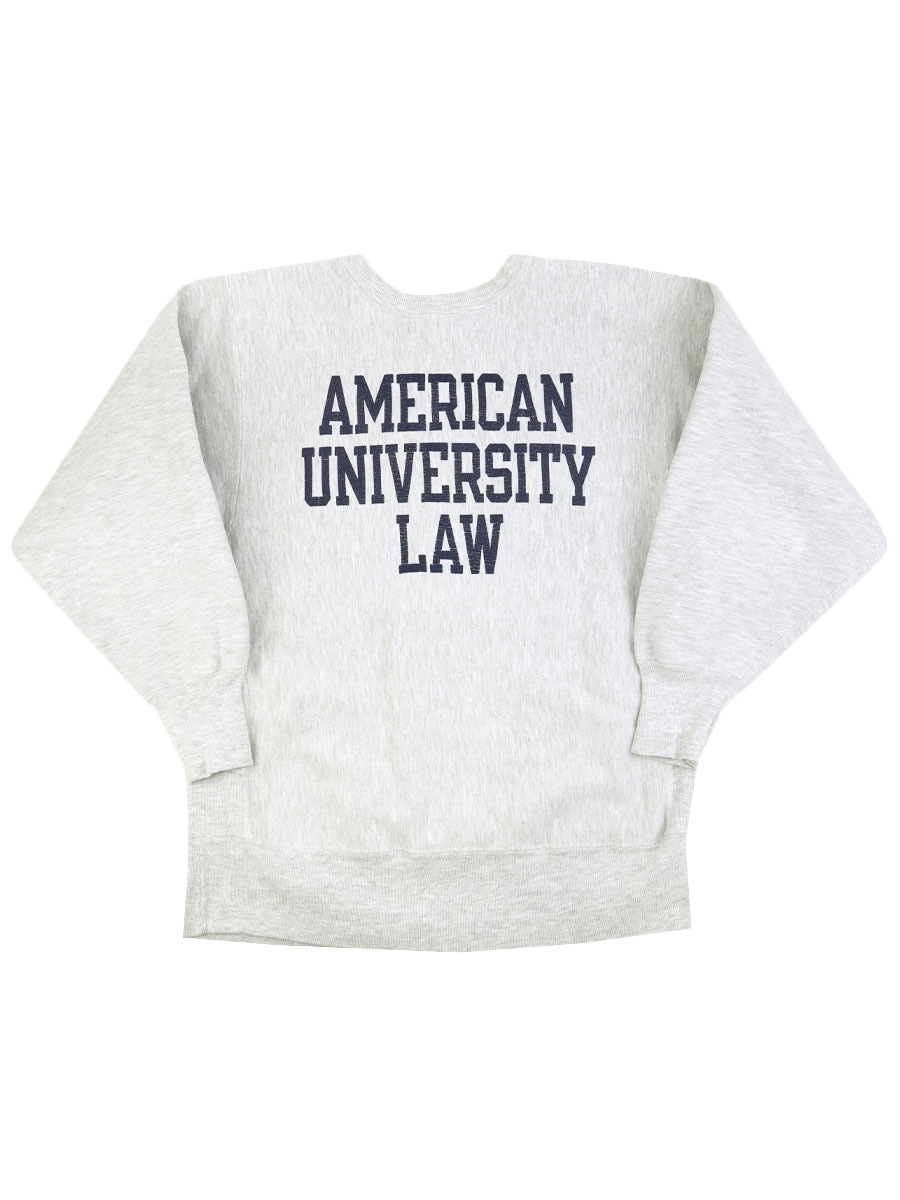 90's 刺繍タグ チャンピオンRW ''AMERICAN UNIVERSITY LAW'' 3段プリント 表記(L) USA製