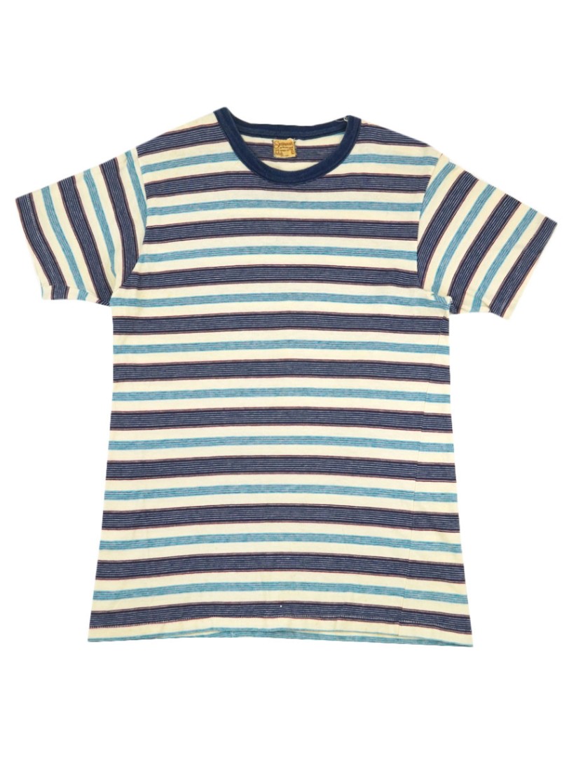 60's SPORTSWEAR 100％コットン ランダムボーダーTシャツ 表記(L