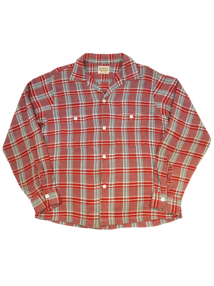 50s ARROW/アロー ループカラーシャツ　ML表記 50's ARROW ループカラー 好配色チェック ロングスリーブシャツ