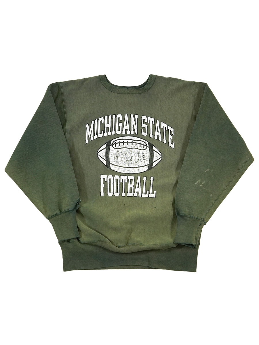 90's 刺繍タグ チャンピオンRW ''MICHIGAN STATE FOORBALL'' 3段プリント 表記(L) USA製