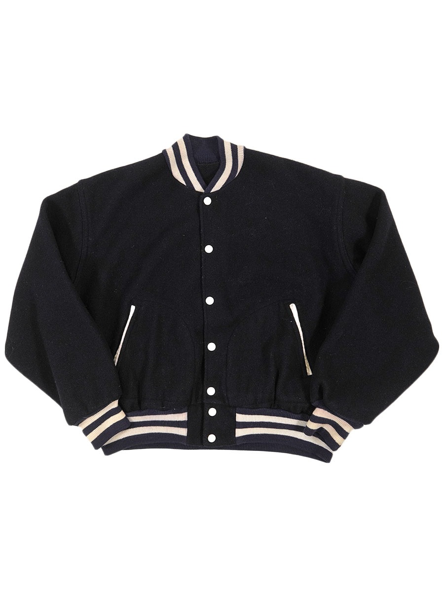 60's EMPIRE リブライン 無地 バーシティジャケット ダークネイビー 表記(EX-LARGE)