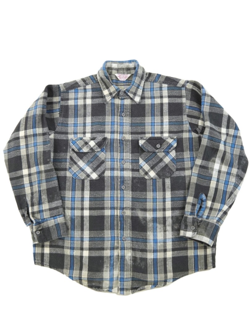 70's FROSTPROOF 黒灰白青チェック フランネルシャツ 表記(L) | SOLD