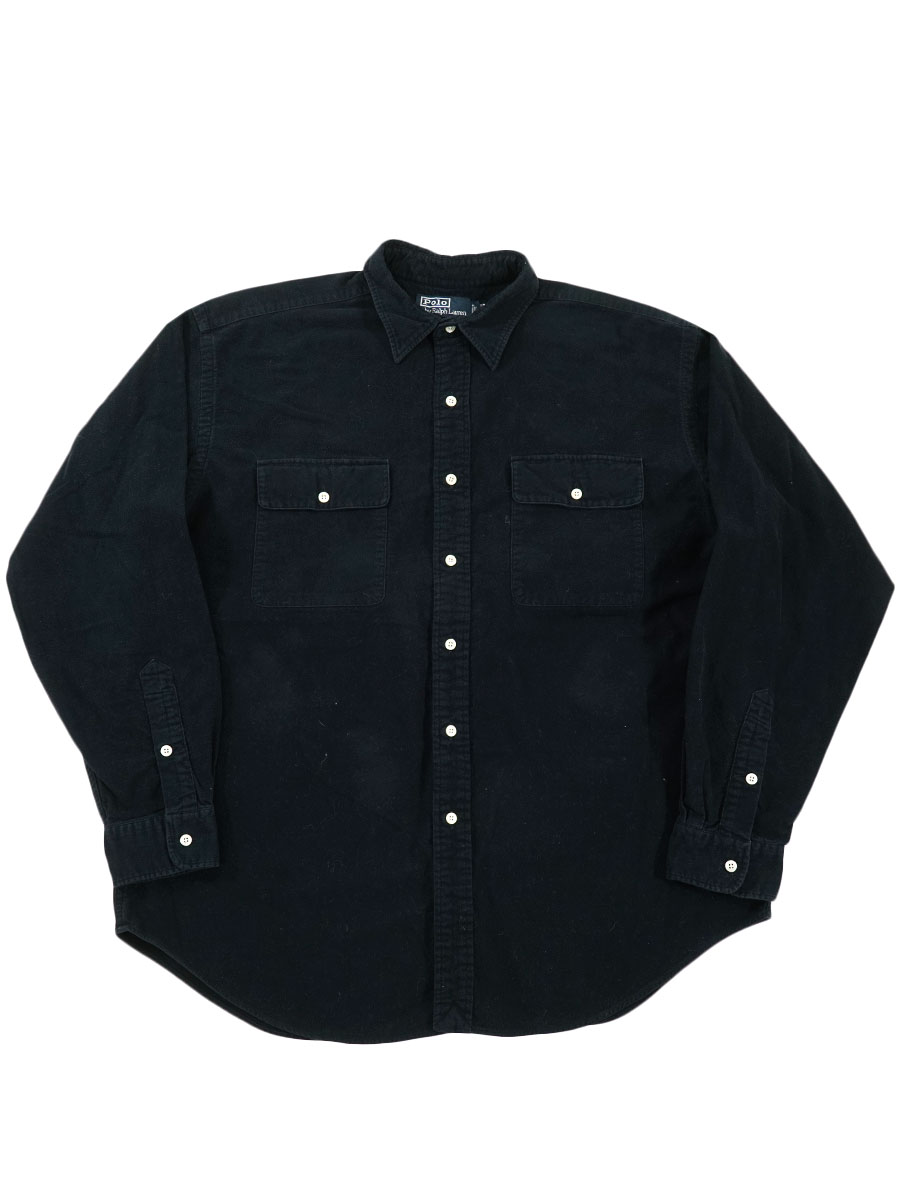 ラルフローレン 100%コットン ロングスリーブシャツ 黒 表記(L) | SOLD