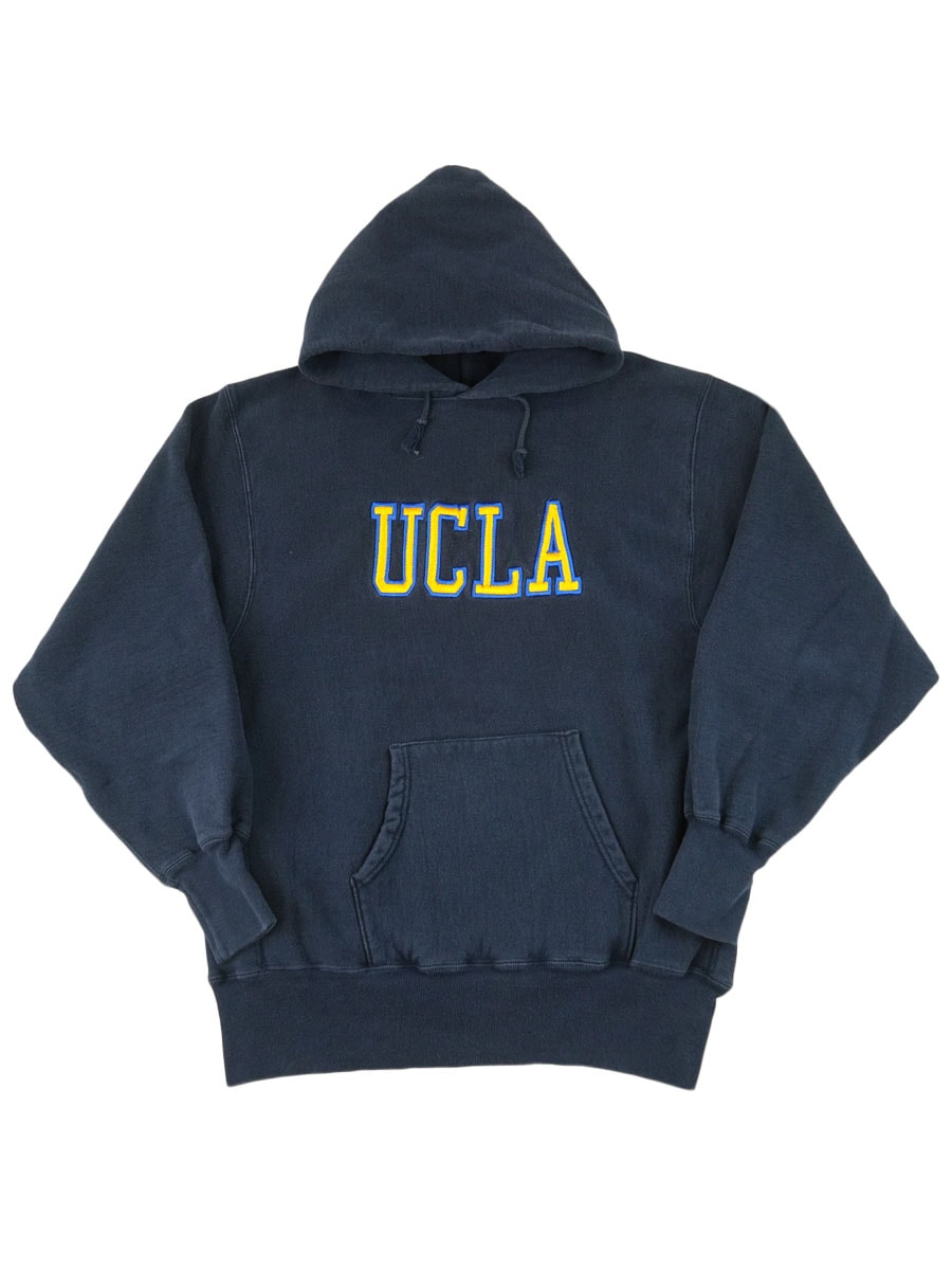 90's 刺繍タグ チャンピオンRWパーカ ''UCLA'' 刺繍ロゴ ネイビー 表記(LL) USA製