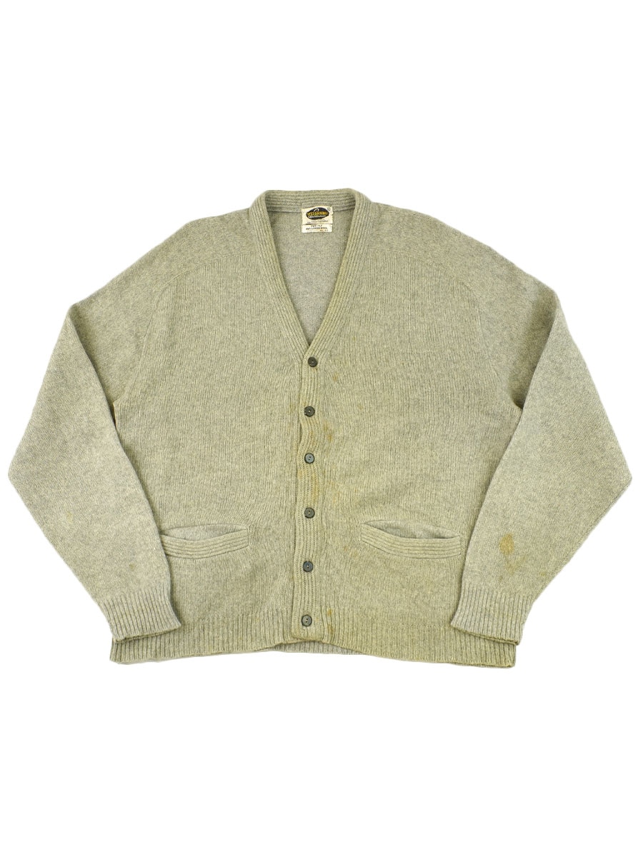 60's WELGRUME TWO PLY 100% LAMBSWOOL カーディガン グレー 表記(XL