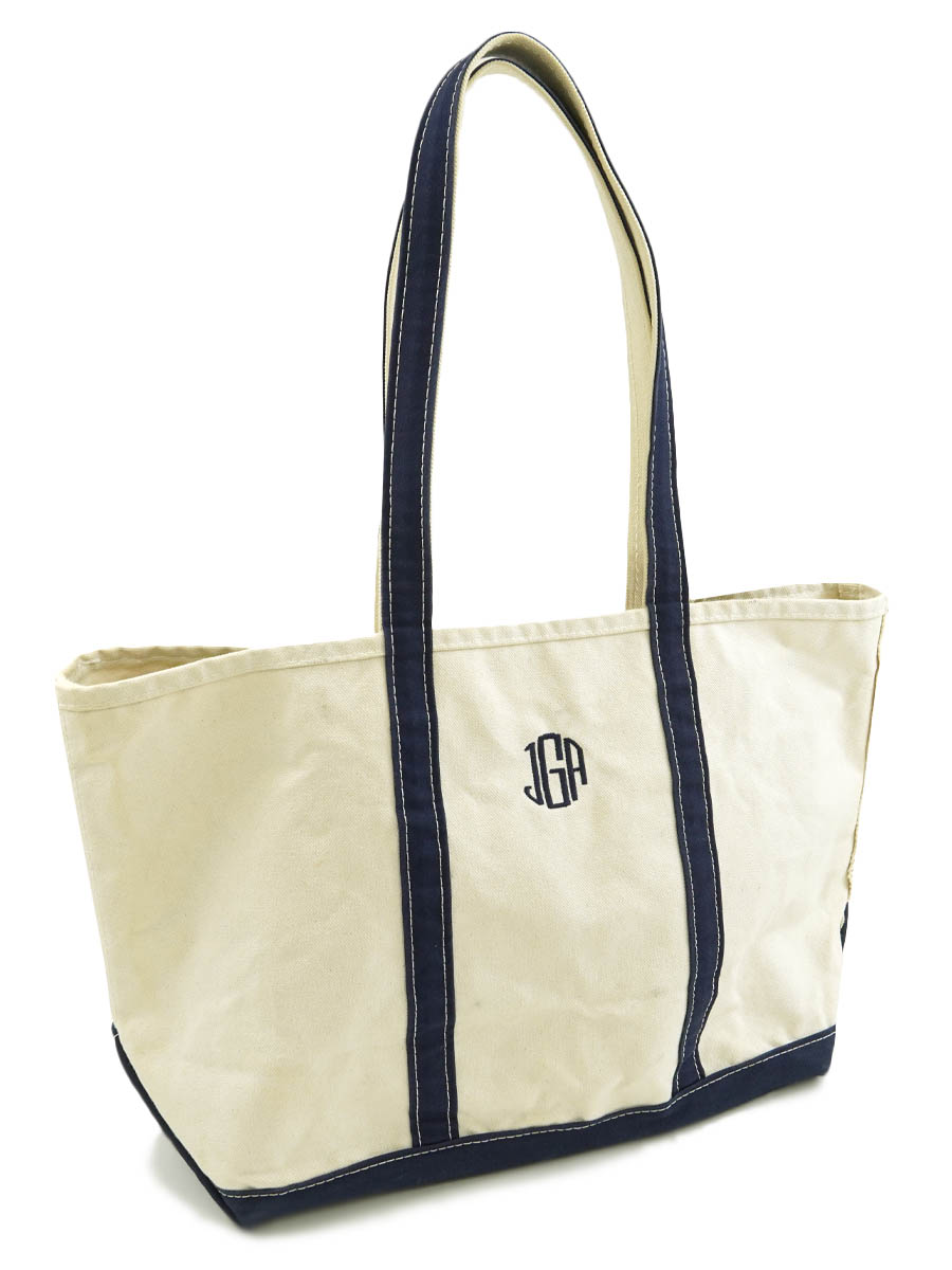 USA製 L.L.BEAN BOAT AND TOTE ''JGA'' 生成り×ネイビー